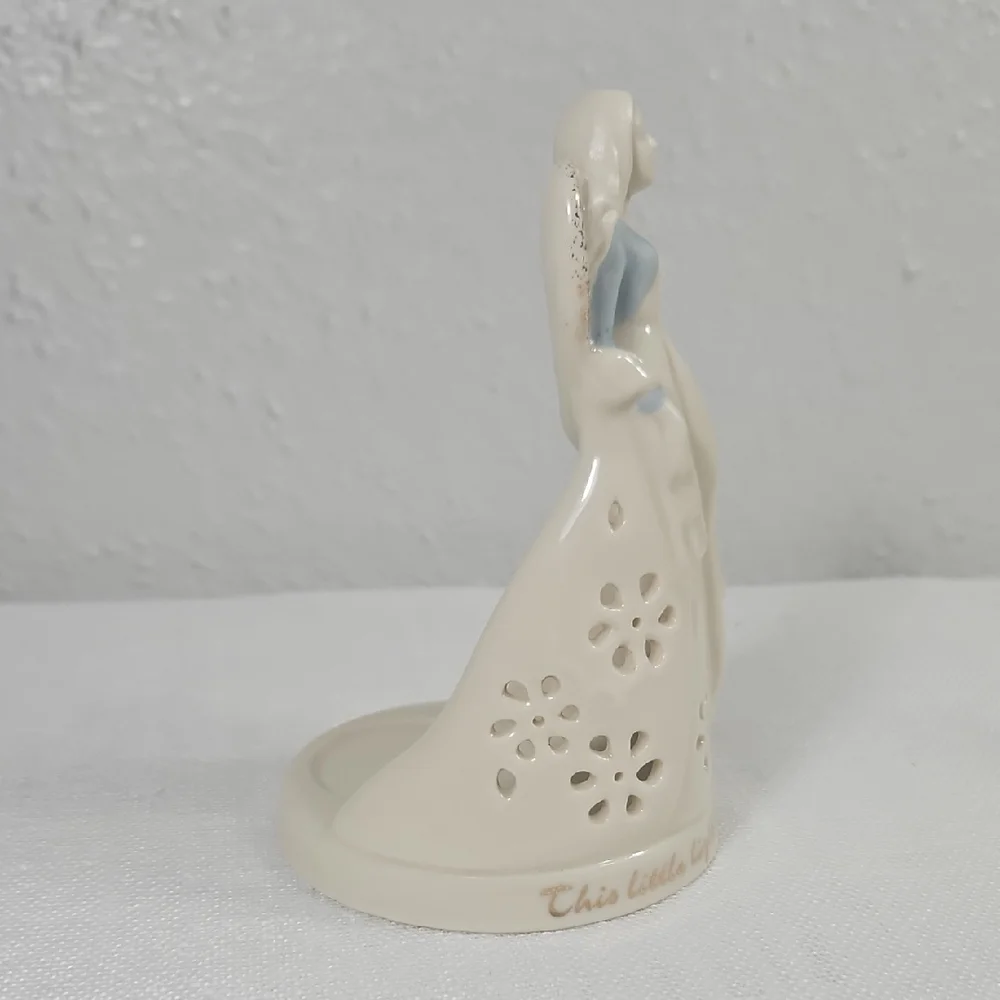 Ceramic Lenox Blue & Cream Angel Votive holder with 24k gold Accents